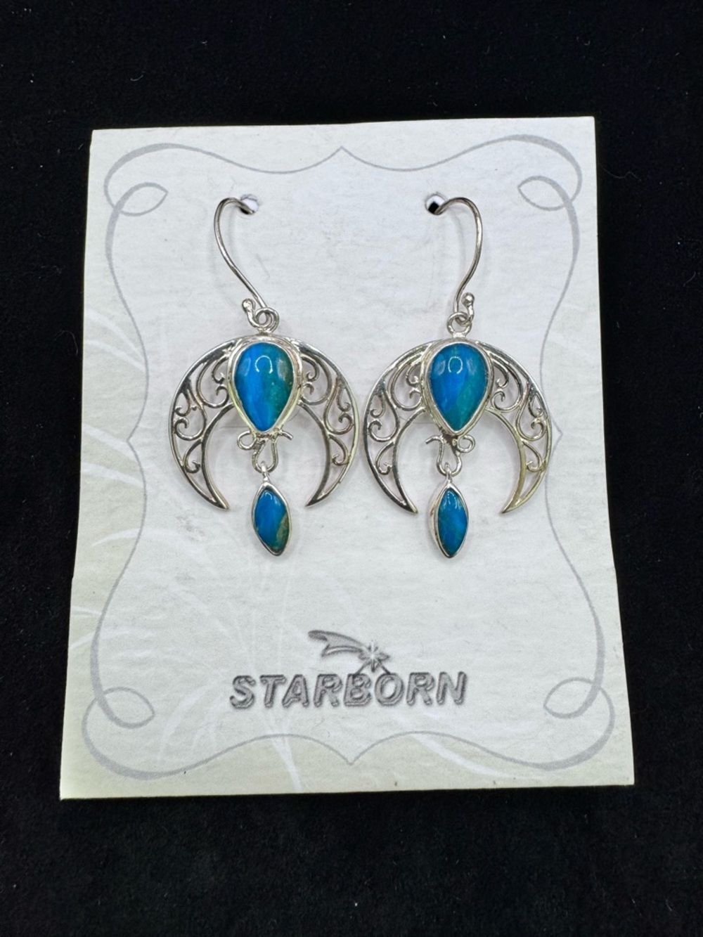 STARBORN Sterling Silver Earrings With Peruvian Blue Opal